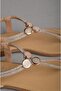 Seç 800 Genuine Leather Stone Flip Flop Sandals Beige - 3