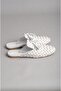 Seç 8159 Genuine Leather Knitted Women's Slippers White - 4