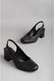 Seç 0119 Genuine Leather Heel Women's Shoes (Heel Height: 6 cm) Black - 6