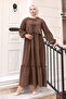 Bow Detailed Dress Set Brown 2271