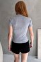 Women's Gray Polo Neck Ribbed Knitted Blouse - 5