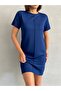 Women's Navy Blue Crew Neck Soft Touch Dress - 3