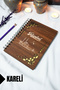 Istanbul Wooden Cover Spiral School Notebook - Checkered Notebook - 60 Sheets (120 Pages) - A5 15X21 cm