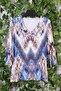 Women's Plus Size Lycra V-Shaped Collar Snake Pattern Three Quarter Sleeve (4 Seasons) Mother T-Shirt Blouse - 2