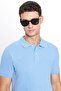 Men's 3 Pack Black-Khaki-Light Blue Slim Fit Tight-Fitting Cotton Solid Pique Polo Neck T-Shirt - 2