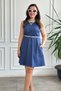 Sleeveless Denim Dress with Belt Detail at Collar and Sleeves - 8