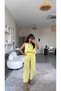 Women's New Season Yellow Summer Trousers Blouse Set - Butter Yellow