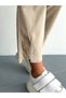 Women's Cream Ankle Stone Detailed Lycra Woven Fabric Carrot Trousers - 6