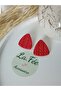 Red Triangle Earrings Female Steel Earrings Apparatus Mesh Pattern Textured Polymer Clay Earrings - 3