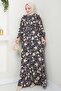 Shadow Flower Pattern Navy Blue Viscose Dress