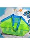 Blue Handle Green Mesh Large Size Lightweight Folding Beach Bag Toy Bag, Holiday Sea Beach - 5