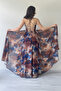 Women's Tie-Dye Patterned Strapless Strap Back Low-Cut Slit Evening Dress - 6