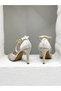 Stone Tul Detail Ankle Strap 9cm Thin Heels Half Open Stiletto Shoes for Women - 5