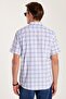 Men's Regular Fit Classic Cut Cotton Single Pocket Plaid Button Lapel Shirt - 5
