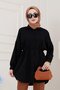 Loose Fit Tunic with Attached Front - Black - 4