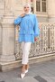 Drawstring Waist Zippered Short Cap Blue 3243 - 3