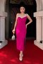 Atlas Fabric Stone Detail Pencil Dress - Fuchsia