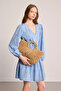 V-Neck Drawstring Waist Short Dress - Blue - 4