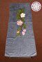 - Özlem 9422 1150 Handmade Felt Needle Embroidered Pink Flower Motif Runner Tablecloth - Gray