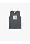 Printed Crew Neck Sleeveless Cotton Undershirt