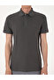 Gray Slim Fit 100% Cotton Non-Curling American Pique Polo Collar Basic T-Shirt 50306154-Vr024 - 6