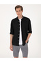 Black 100% Linen Regular Fit Long Sleeve Shirt 50303293-Vr046