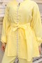 Stone Detailed Double Suit Yellow 4877 - 3