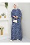 Front Gathered Viscose Dress - Indigo / E0130
