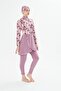 Full Covered Lycra Patterned Skirted Hijab Swimsuit Pink 3481-P - 4