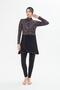 Full Covered Lycra Patterned Skirted Hijab Swimsuit Black 3482-S - 2