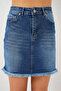 Women's Tasseled Mini Denim Skirt 8051 - Navy Blue - 5