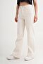 High Waist 100% Cotton Beige Trousers with Pockets - 4