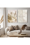 Amazing | Soft Cream Flower Text Detailled Abstract Combination | Framed Glass Table 2 Pieces Vertical