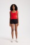 Red Square Collar Sleeveless Crop Women's Knitwear - 8