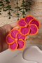 Polymer Clay Bicolor Orange Oembe Hibiscus Flower Earring - 6