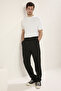 Siyah Wideleg Baggy Rahat Kalıp Dokuma Kumaş Pantolon TMNSS25PL00009 - 3