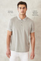 Men's Non-Shrink Cotton Fabric Slim Fit Narrow Cut Gray Non-Curling Polo Collar T-Shirt - 3