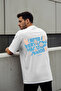 Ekru Oversize/Geniş Kesim Baskılı %100 Pamuklu T-Shirt TMNSS25TS00223 - 5