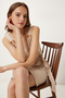Women's Beige Strap Summer Mini Ayrobin Dress Gx00008 - 3