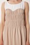 Women's Beige Contrast Color Flounced Midi Ayrobin Dress Tp00063 - 5