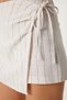 Women's Stone Blue Striped Mini Linen Shorts Skirt Pb00034 - 5
