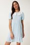 Women's Water Green Checkered Summer Mini Woven Dress Tp00058 - 2