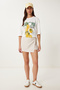 Women's Cream Black Striped Mini Linen Shorts Skirt Pb00034