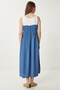 Women's Cobalt Blue Contrast Color Flounced Midi Ayrobin Dress Tp00063 - 6