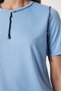 Women's Blue Contrast Stitching Detailed Knitted T-Shirt Tp00087 - 3