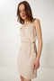 Women's Beige Strap Summer Mini Ayrobin Dress Gx00008 - 4