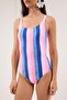 Striped Backless U-Neck Covered Regular Swimsuit Tbess25Ma00126 - 3