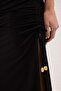 Black Knitted Shirred Maxi Beach Dress Tbess25El00144 - 3