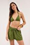 Khaki Woven Beach Mini High Waist Shorts & Bermuda Tbess25Sr00008 - 2