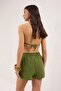 Khaki Woven Beach Mini High Waist Shorts & Bermuda Tbess25Sr00008 - 4